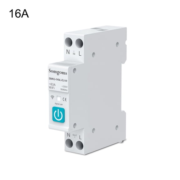 Tuya WIFI Smart Circuit Breaker 1P 10/16/25/32/40/63A DIN Rail Remote Control Timer Switch Work with Smart Life App Alexa Google