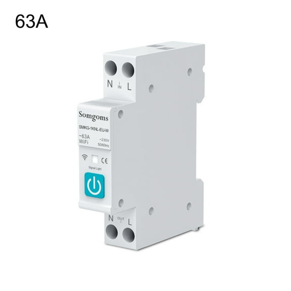 Tuya WIFI Smart Circuit Breaker 1P 10/16/25/32/40/63A DIN Rail Remote Control Timer Switch Work with Smart Life App Alexa Google