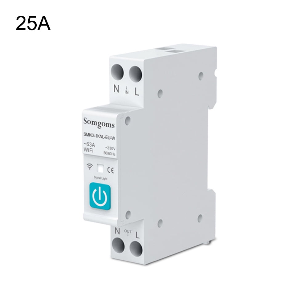 Tuya WIFI Smart Circuit Breaker 1P 10/16/25/32/40/63A DIN Rail Remote Control Timer Switch Work with Smart Life App Alexa Google
