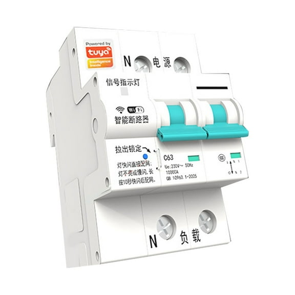 Tuya WIFI Smart Circuit Breaker MCB Smart Life Remote Control Short Circuit Protection Timed Circuit Breaker 63A 2P,1 * Metering Circuit Breaker