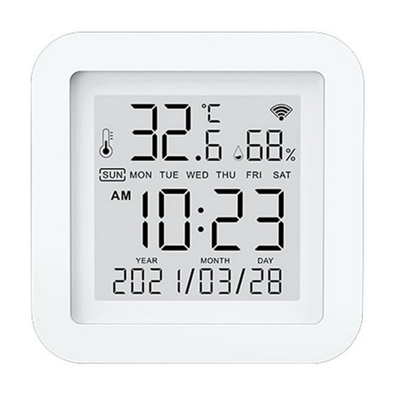 Tuya WIFI Temperature And Humidity Sensor,Temperature Humidity Detector Show Time And Date Work