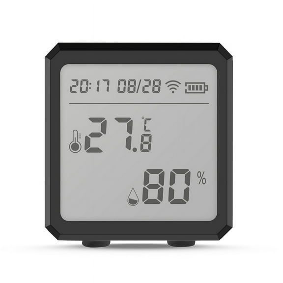 Tuya WIFI Temperature Humidity Detector Sensor Smart Link Tuya Multifunction Temperature and Humidity Detector,Black