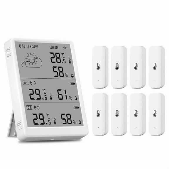 Tuya WIFI Weather Station Digital Forecast Screen with 8 WiFi+RF433 Sensors Thermometer Hygrometer Support Voice Control