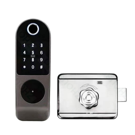Tuya Waterproof Outdoor Smart Door Lock Garden Fingerprint Lock Remote Digital IC Card Unlock Electronic Rim Lock For Home ,Integrated Smart Home