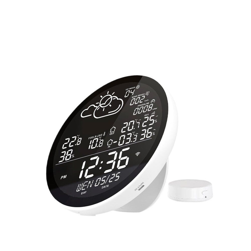 Tuya Weather Station Table Clock Multifunctional Thermometer Hygrometer Outdoor Indoor Temperature Tester Weather Forecast ,Excellent Visual Experience