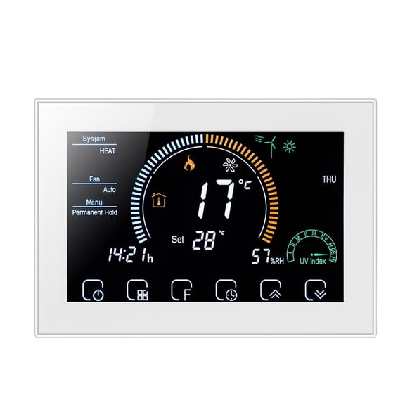 Tuya Wi-Fi Smart Large Colorful Screen, Room Programmable Air Thermostat For Switch Heating Cooler Bridge Voice