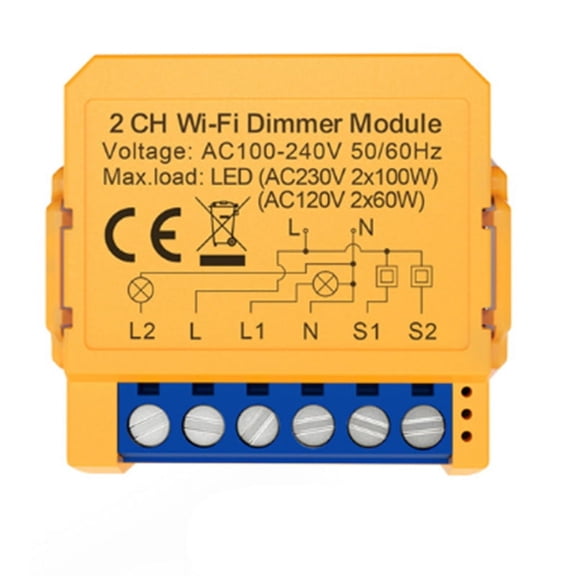 Tuya WiFi Dimmer Switch Module Smart Home DIY Breaker Supports 2 Way Control Supports Voice Control APP Control
