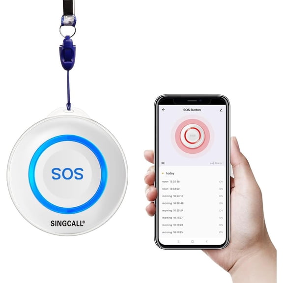 Tuya WiFi Intelligent Healthcare SOS Wireless Caregiver Alert Call Button Alarm for Patient Handicapped Elderly Children Nurse Calling Smart Pager (only Supports 2.4GHz Wi-Fi)