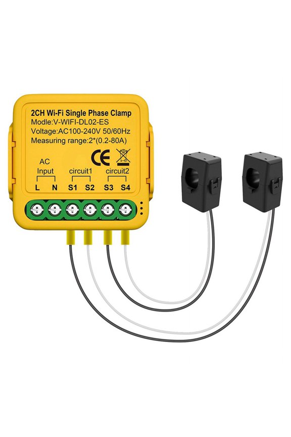 Tuya WiFi Power Meter Monitor 2CH Real-Time Energy Current Monitor Automation Notifications Smart Life Remote Control