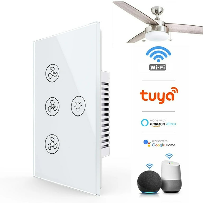 Tuya WiFi Smart Ceiling Fan Light Switch Touch Control Panel