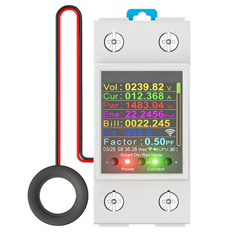 Tuya WiFi Smart Din Rail  Meter Leakage Cutoff Real-Time KWh Voltage Current Monitoring Mutual Inductance Coil