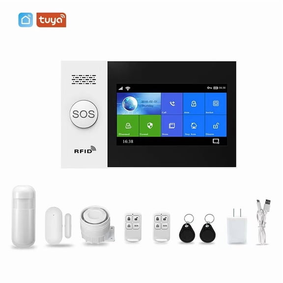 Tuya WiFi Smart Home Alarm System, 7-inch Touchscreen,Door Sensors for Home Security