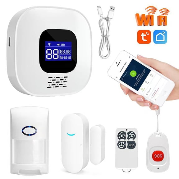 Tuya WiFi Smart Home Alarm System,SOS Call, Family Sharing,Door Sensors for Home Safety