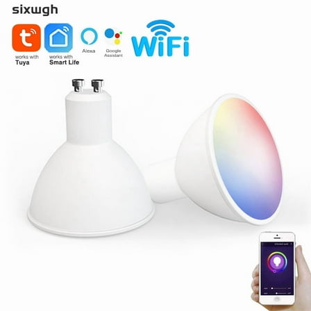 Tuya WiFi Smart LED Bulb GU10, RGB+CCT Adjustable, Voice Control with Alexa & Google, Remote Control, Smart Timing, 5W LED Spot Light for Home Lighting