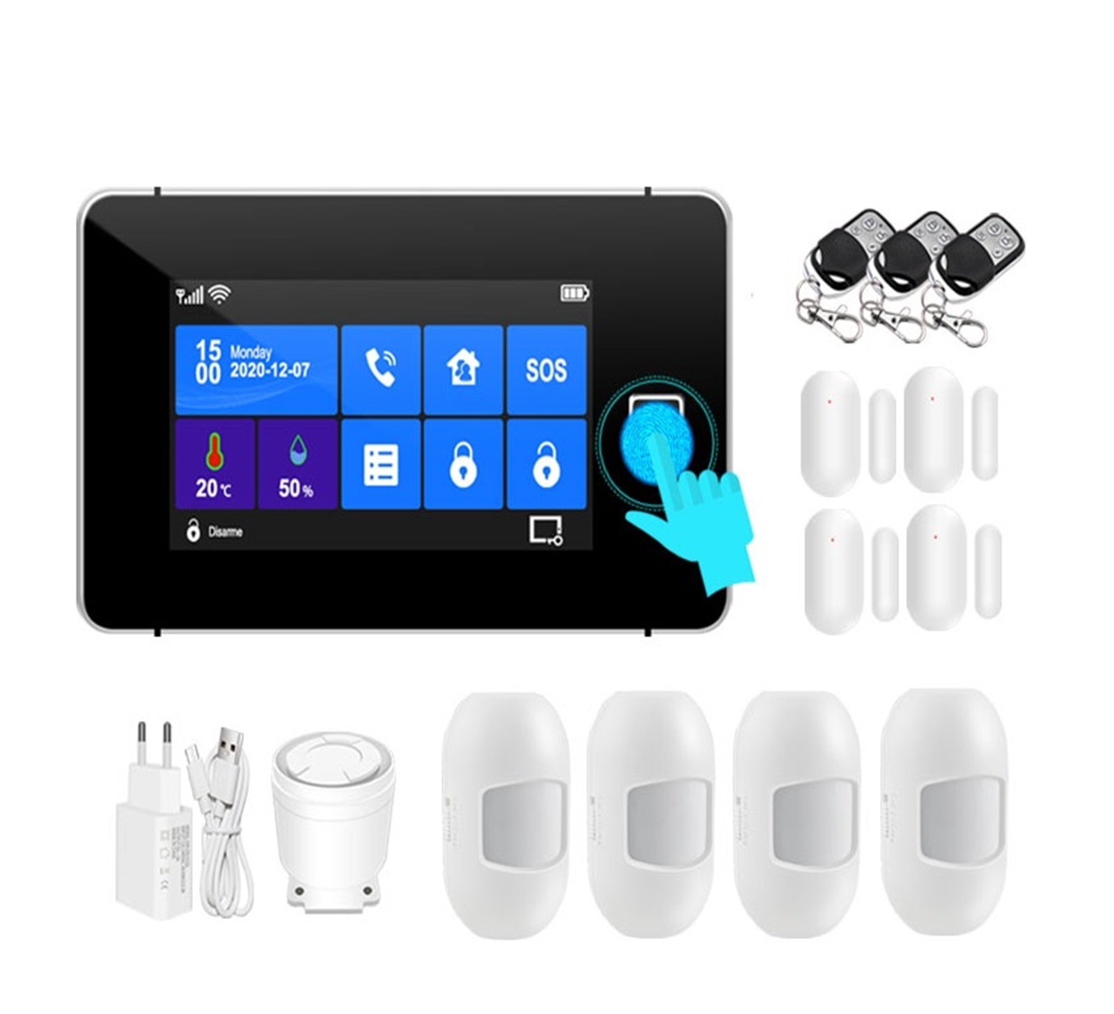 Tuya Wifi Gsm Home Burglar Alarm System TFT Touch Keyboard Fingerprint ...