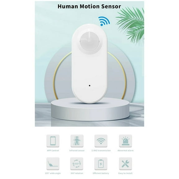 Tuya Wifi Infrared Motion Sensor Alarm - Burglar Alarm Suitable for Home/Garages/Shops,1 x Alarm 1 x Base,White