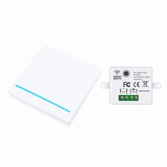 Tuya Wifi RF433Mhz Smart Wireless Switch 1gang Remote Control Lighting Wall Switches for Lamp LED White