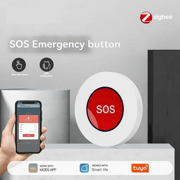 Tuya ZigBee SOS Button Sensor Alarm Wireless Emergency Help Switch Elderly Children Alarm Tuya Smart Life Remote Control