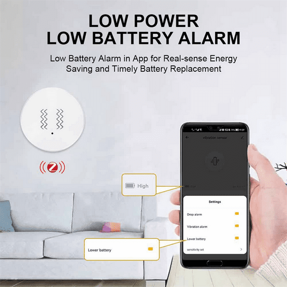 Tuya ZigBee Smart Vibration Sensor Real Time Monitoring Door Window Detection Alarm Smart Security Protection Sensor