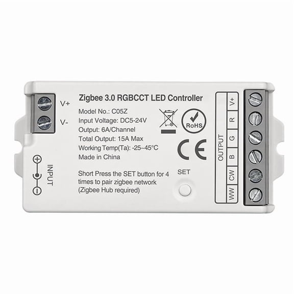 Tuya Zigbee 3.0 RGBCCT Controller TUYA Smart Life APP Control Dimmer Light Strip Controller,1 x light strip controller,White