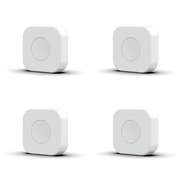 Tuya Zigbee Button Smart Scene Switch with Voice Control and Mobile App Control, 4-Pack White Plastic