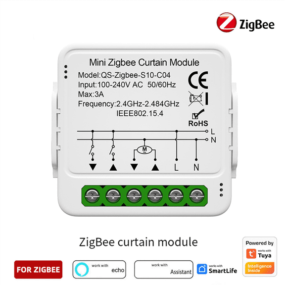 Tuya Zigbee Curtain Module Smart Mini Curtain Switch Module Smart Home Support Voice Control