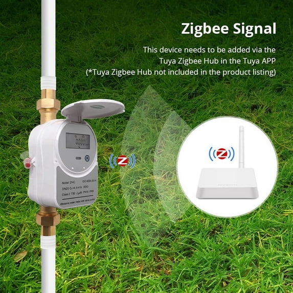 Tuya Zigbee Ultrasonic Water Meter DN20 with Valve LCD Display Water Quantity Flow Consumption Measure IP68 Waterproof,1 x Ultrasonic Water Meter kit