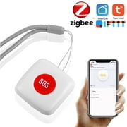 Tuya Zigbee Wireless Remote Call Button SOS/Emergency Button Caregiver Pager for Bed/Chair/Floor Mat Fall Alarm Patient Elderly Disabled Press for Help Caregiver/Nurse Alert System Work with Tuya Zigb