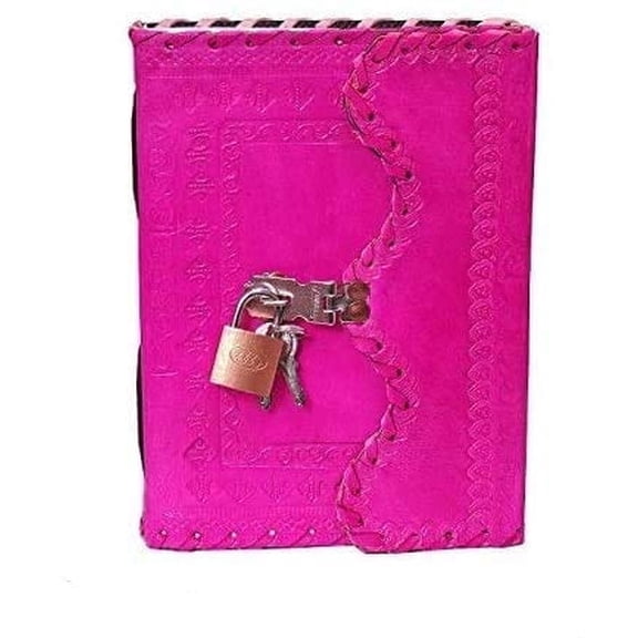 Tuzech Seven Chakra Medieval Stone Embossed Handmade Jumbo Leather Journal Book of Shadows Notebook Office Diary College Poetry Sketch With Leather Bound (Orange, 18 Inches)