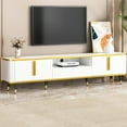 thumbnail image 1 of Tv Cabinet For 80-89" Tvs, White And Golden, Versatile Storage Compartments Stand With Golden Legs, Up To 85" Functional Cabinets, 1 of 6