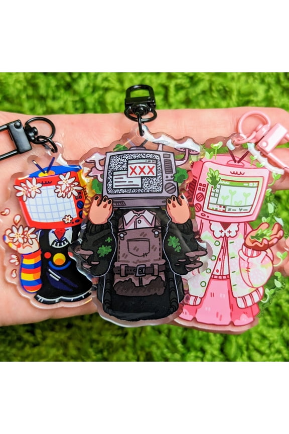 Tv Head Cute Acrylic Keychains! Acrylic Keychain, random 1 pack