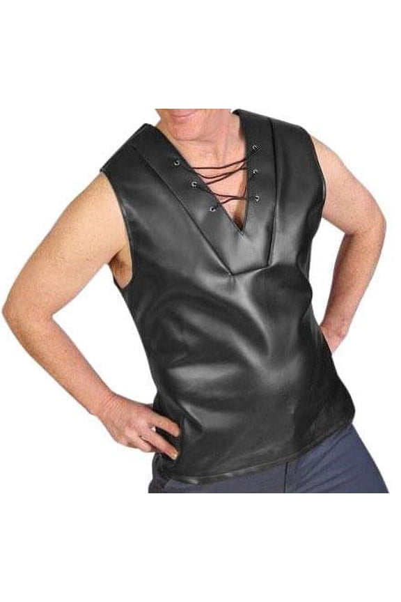 Tv Reporter Bruno Black Faux Leather Costume Vest
