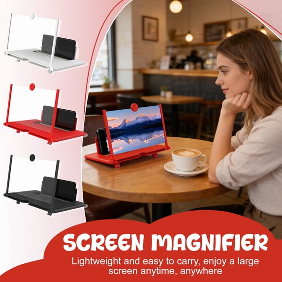Tv Screen Magnifier Amplifier Stand For Mobile Phones & Tablets - Hd Eye Protection Radiation Protection Red Design For Video Viewing - Students Study Home Office Video & Tv