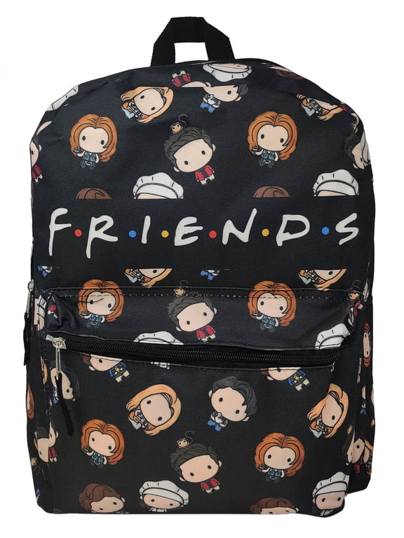 Tv Show Friends Backpack 16" All-Over Print Chibi Style W/ Front Pocket Ross