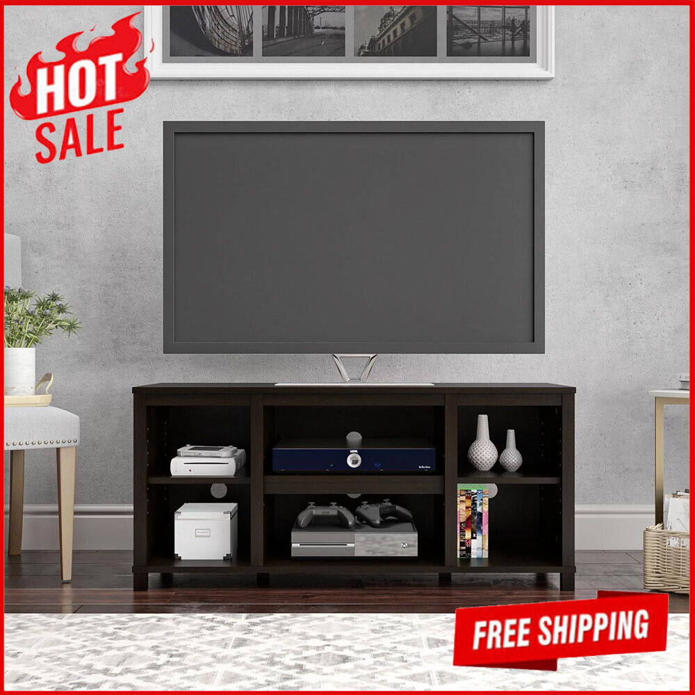 Tv Stand 3 Adjustable Shelves Open Particleboard Books Remotes Dvds