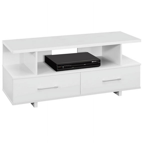Tv Stand - 48"L, White With 2 Storage Drawers