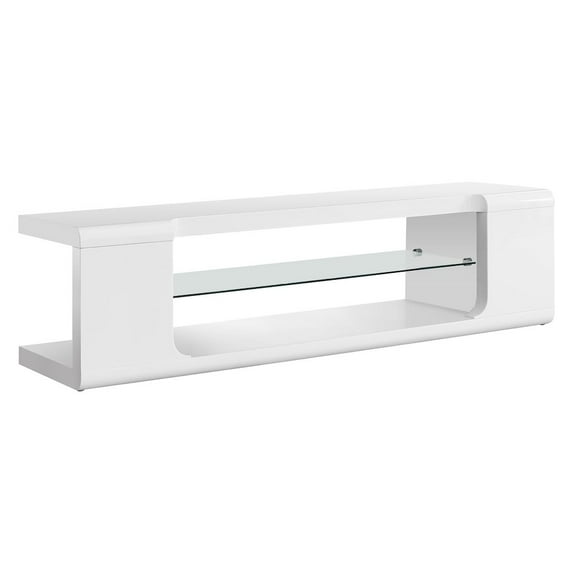 MONARCH - TV STAND - HIGH GLOSSY WHITE WITH TEMPERED GLASS - FOR TV'S UP TO 60"L
