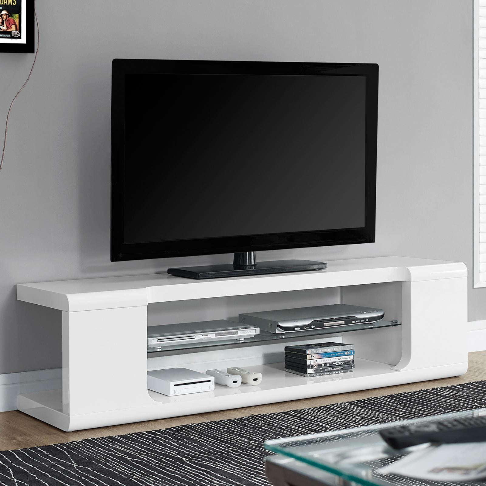 Tv Stand 60 Inch Console Living Room Bedroom Laminate Glossy White