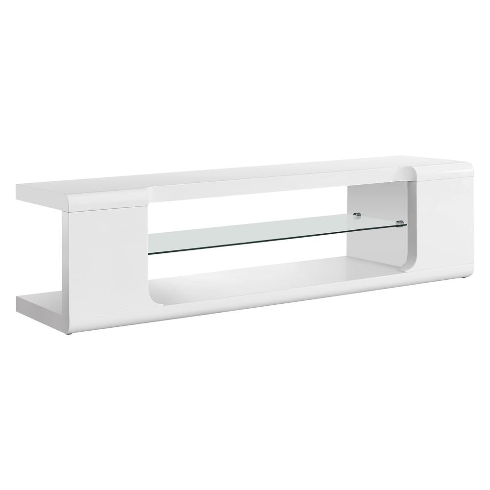 High Glossy White MDF and Tempered Glass TV Stand