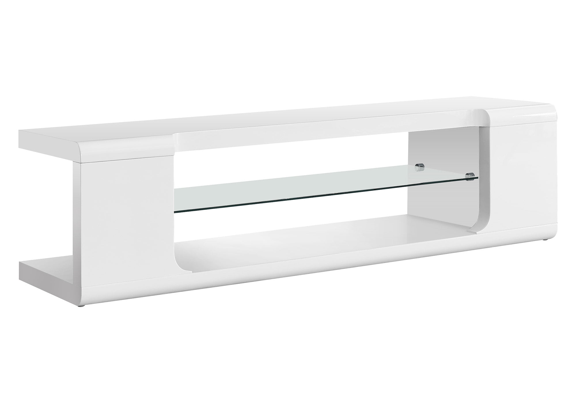High Glossy White MDF and Tempered Glass TV Stand