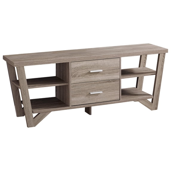 Tv Stand - 60"L, Dark Taupe With 2 Storage Drawers