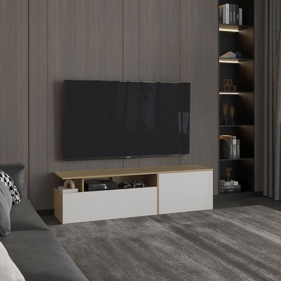 Tv Stand 60" TV Capacity,2 Doors, 4 Shelves