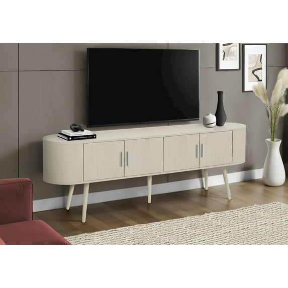 Tv Stand 72 Inch - Console - Media Center - Storage - Antique White Laminate
