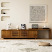 Tv Stand Mid-century Modern Style, 63" Extendable With Storage, Adjustable Panel For 60-69" Tvs, Living Room Bedroom Cabinet, Storage & Panel, 55"-75" Decor