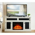 thumbnail image 1 of Tv Stand With Pattern And Hidden Storage - 65" Fit, White Fireplace Open Shelf Compatible, White, 31.7h, 1 of 6