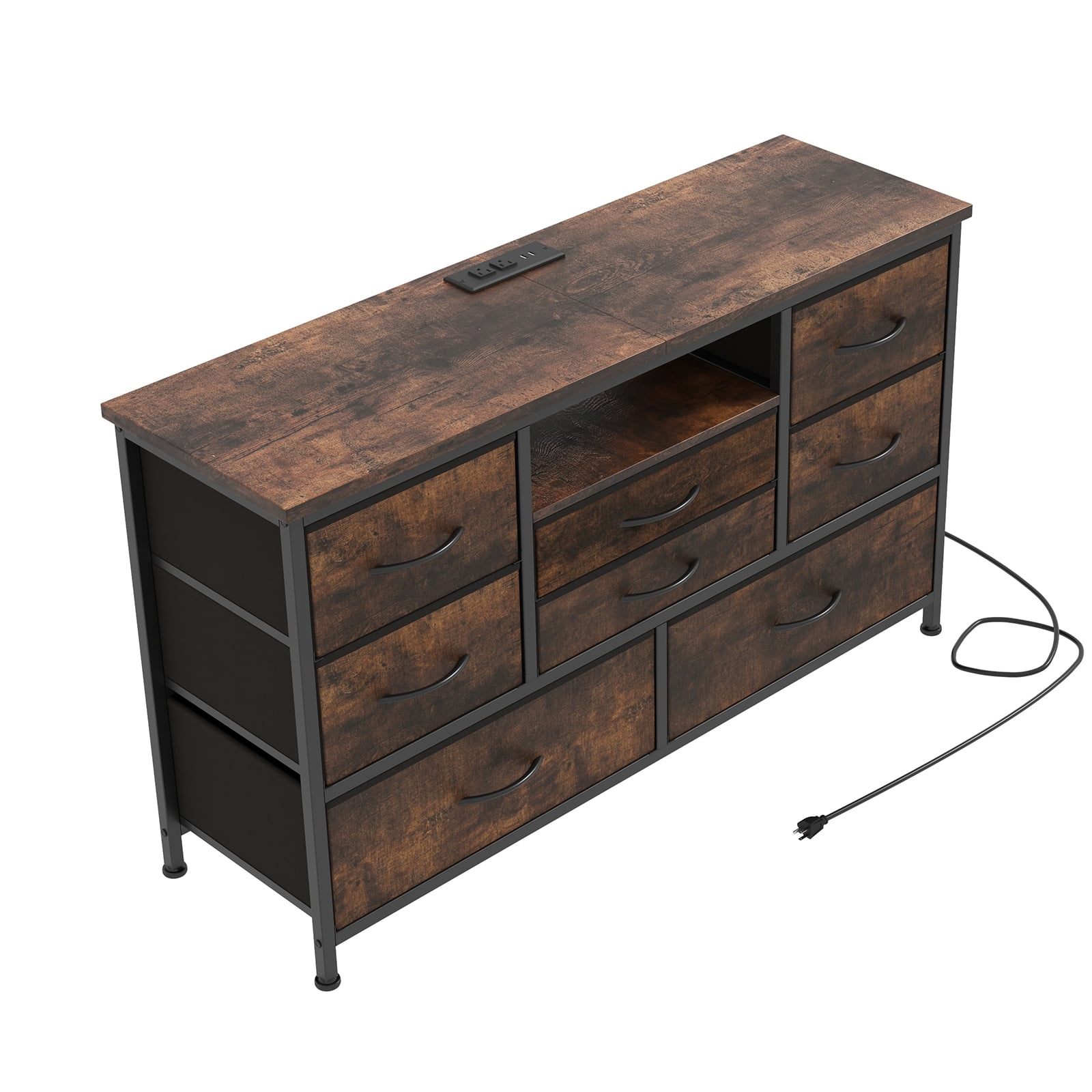 Tv Stands for Living Room,8-Drawer Storage Cabinet TV Cabinet for 55-Inch TV Entertainment Center with Adjustable LED Lights, with Electrical Outlets and Cords