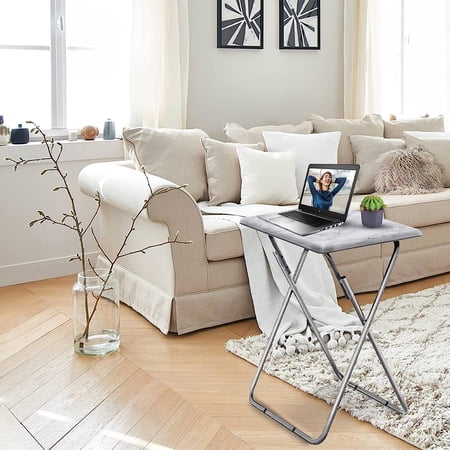 Tv Trays, Folding Tray Table, Dinner Tray Table with No Assembly Required&Sturdy, Foldable Snack Eating Trays Table for Living Room, 15 x 18.9 x 26 in(White Marble)
