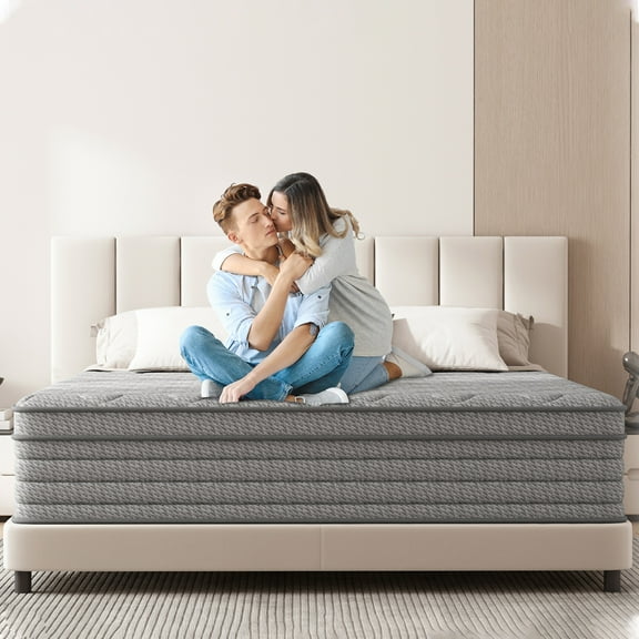 Tvdfgts 12 inch Queen Hybrid Mattress in a Box - Gel Memory Foam & Pocket Coils, Medium Firm, Pressure Relief, Cooling Support, CertiPUR-US Certified