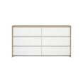 thumbnail image 1 of Tvilum Next 6 Drawer Double Dresser for Adults, Jackson Hickory/White High Gloss, 1 of 10