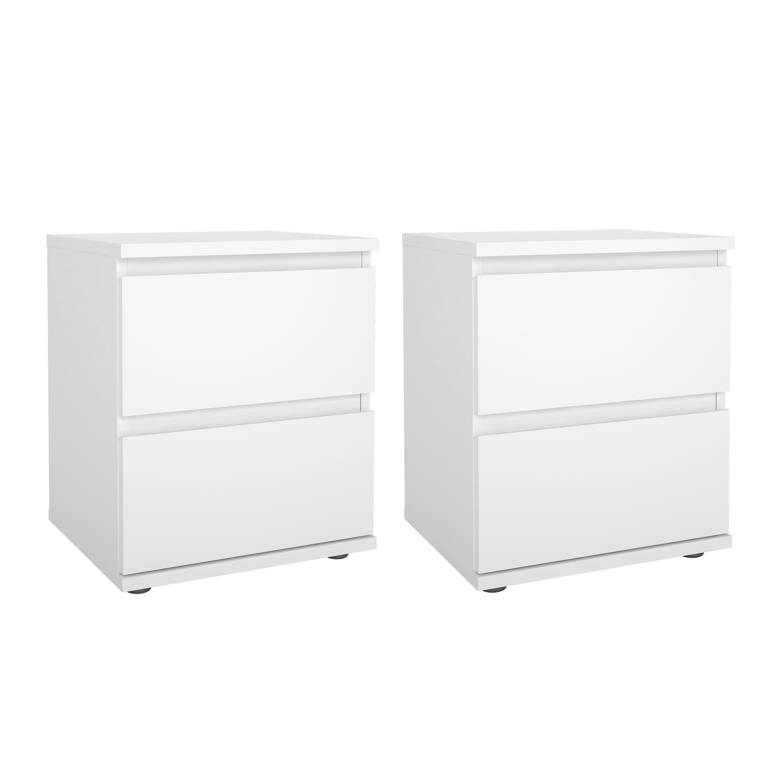 Tvilum Aurora 2 Drawer White Nightstand - Set of 2